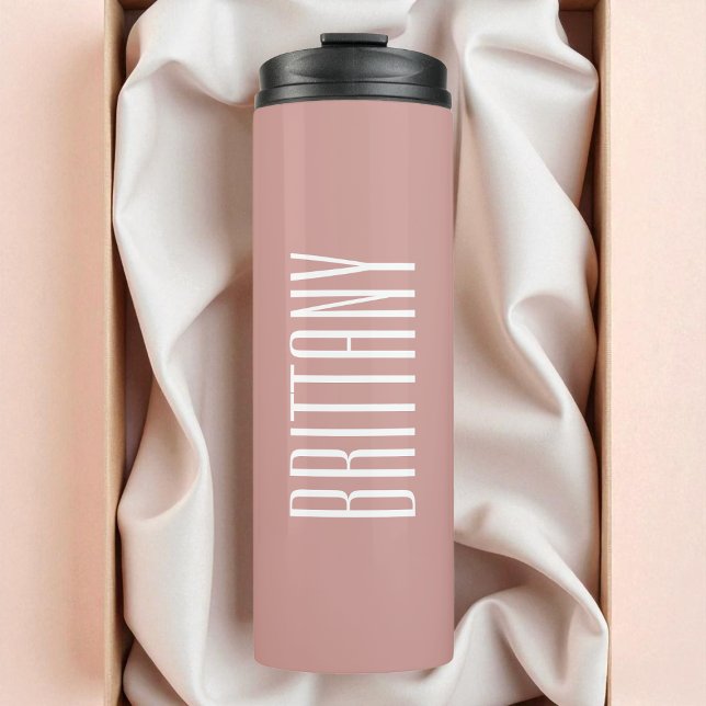 Garrafa Térmica Damas de Honra Simples Vermelho Nome Personalizado (Simple Red Bridesmaid Personalized Name Minimal Thermal Tumbler)