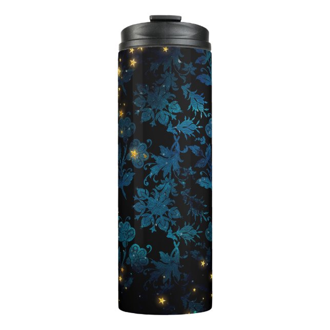 Garrafa Térmica Damasceno Preto e Azul (Frente)