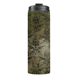 Garrafa Térmica Damasco Floral Ouro Cobre e Preto
