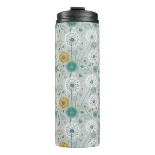 Garrafa Térmica Dandelion Whimsical - Amarelo, Branco e Teal