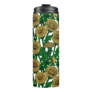 Garrafa Térmica Dandelions sobre o tumbler térmico branco