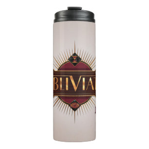 Garrafa Térmica Deco de Arte Vermelha e Dourada Evita o Gráfico O