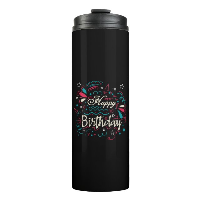 Garrafa Térmica decorative happy birthday (Frente)