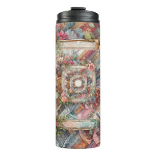 Garrafa Térmica Decoupage de Vintage Maximalista