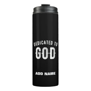 GARRAFA TÉRMICA DEDICADO A DEUS TEXTO BRANCO LEGAL PERSONALIZÁVEL