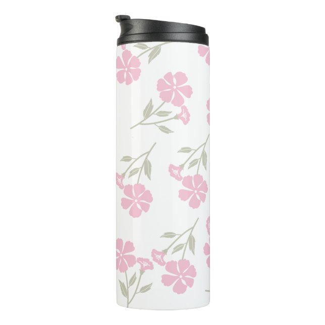 Garrafa Térmica Deep Pink Floral Thermal Tumbler Elegant Design (Rotação à direita)