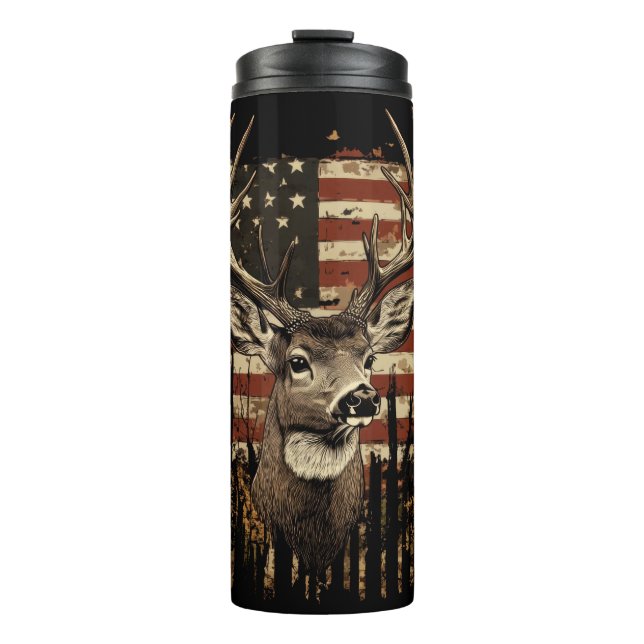 Garrafa Térmica Deer, Buck Season USA Flag (Frente)
