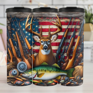 Garrafa Térmica Deer Fish Guns American Flag