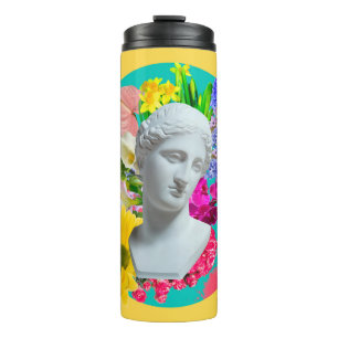 Garrafa Térmica Delicado. Colagem com isolado de estátua de gesso