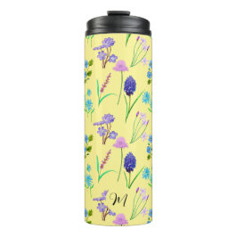 Garrafa Térmica Delicar flores silvestres em amarelo claro. Person