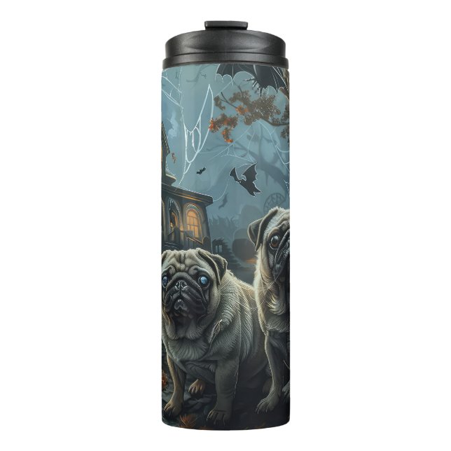 Garrafa Térmica Delícia Canina de Pug na Noite de Halloween (Frente)
