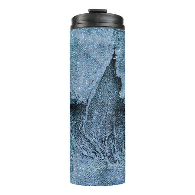 Garrafa Térmica denim de brilho (Frente)