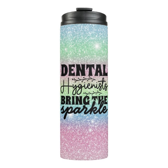 Garrafa Térmica Dental Hygienist Sparkle Rainbow Glitter (Frente)