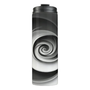 Garrafa Térmica Desenho Abstrato Espiral Preto e Branco Elegante