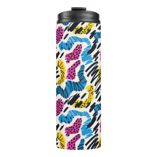 Garrafa Térmica Desenho de abstrato colorida divertido de padrões  (Frente)