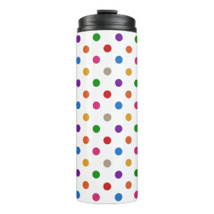 Garrafa Térmica Desenho de Arco-íris Colorido Branco com Pontinhos