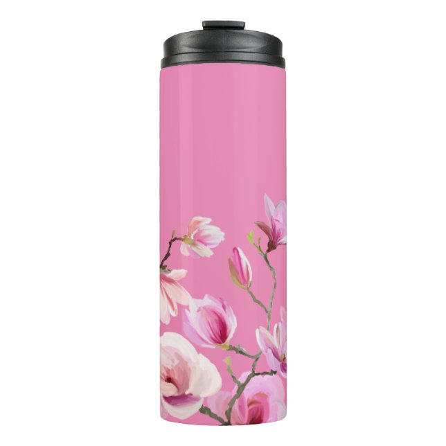 Garrafa Térmica Desenho de Flores de Sakura Rosa (Frente)