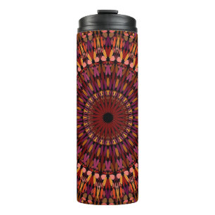 Garrafa Térmica Desenho de Mandala Marrom Floral