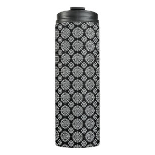 Garrafa Térmica Desenho de Mandala Preto e Branco