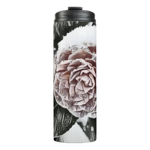Garrafa Térmica Desenho de Rosa congelado nevado