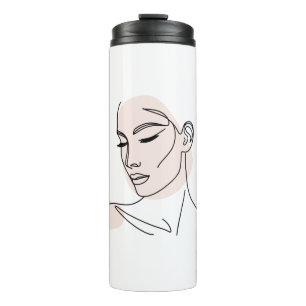 Garrafa Térmica Desenho de rosto de mulher de uma linha n.o 2