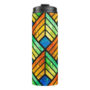 Garrafa Térmica Desenho de uma janela de vidro manchado. Padrão s