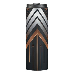 Garrafa Térmica Desenho Geométrico Art Déco em Cobre e Prata