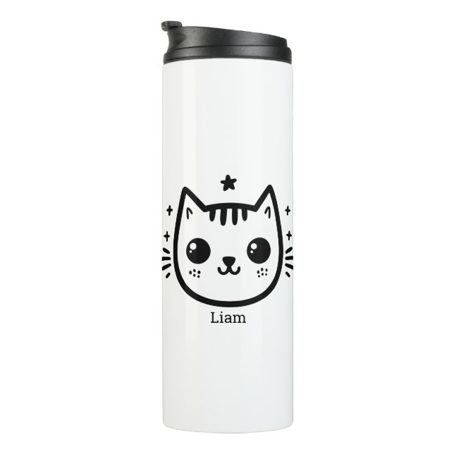 Garrafa Térmica Desenho infantil | Preto e Branco | Minimalista (Rotação à direita)