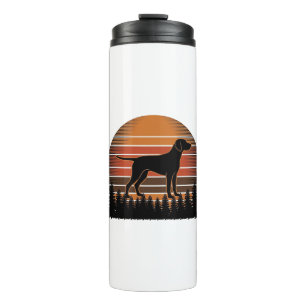 Garrafa Térmica Desenho Vetorial de Cachorro de Caça Vintage ao Pô