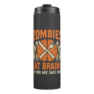 Garrafa Térmica Desenho Vetorial de Zumbi Engraçado Comendo Cérebr