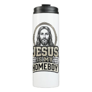 Garrafa Térmica Desenho Vetorial Gravado Vintage Jesus É Meu Amigo