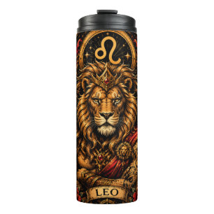Garrafa Térmica Desenho zodiacal masculino celestial de Leão