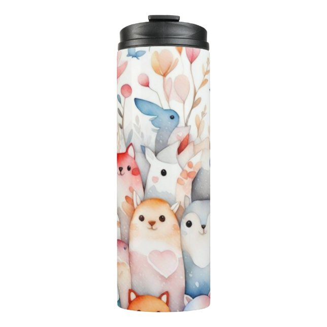 Garrafa Térmica Design bonitinho de animais florais (Frente)