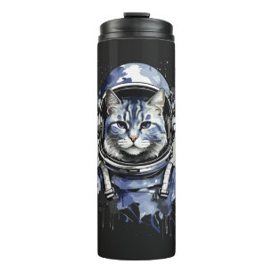 Garrafa Térmica Design de Abertura de Gato do Astronauta Azul