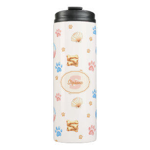 Garrafa Térmica Design de Aquarela "LOVE" com impressões de pata d