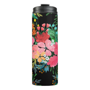 Garrafa Térmica Design de Buquê Floral cor-de-água rosa elegante