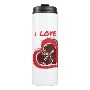 Garrafa Térmica Design de Coração de Amor Grunge Editável – Adicio