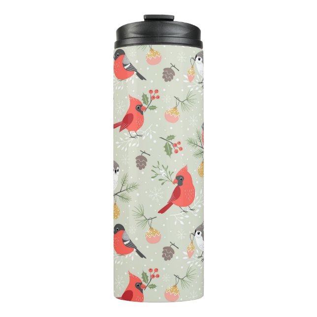 Garrafa Térmica Design de Feriado de Pássaro de Natal Bonito (Frente)