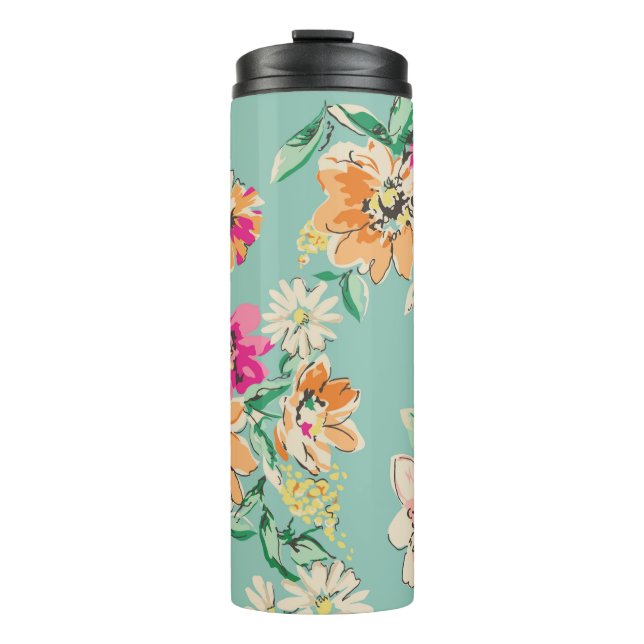 Garrafa Térmica Design de flor esboçada em cores brilhantes - sem  (Frente)