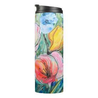 Garrafa Térmica Design de Flores em Pastel Suave