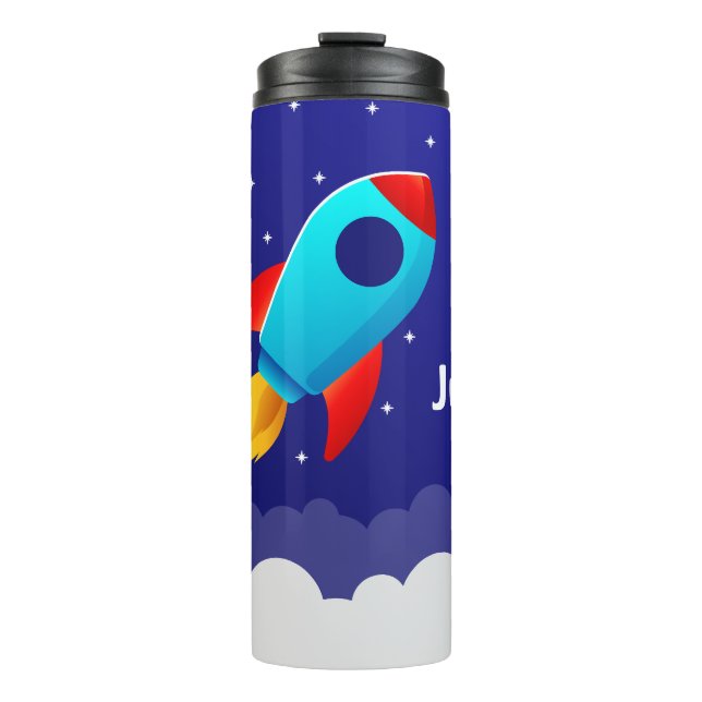 Garrafa Térmica Design de Foguete de Aventura Espacial (Frente)