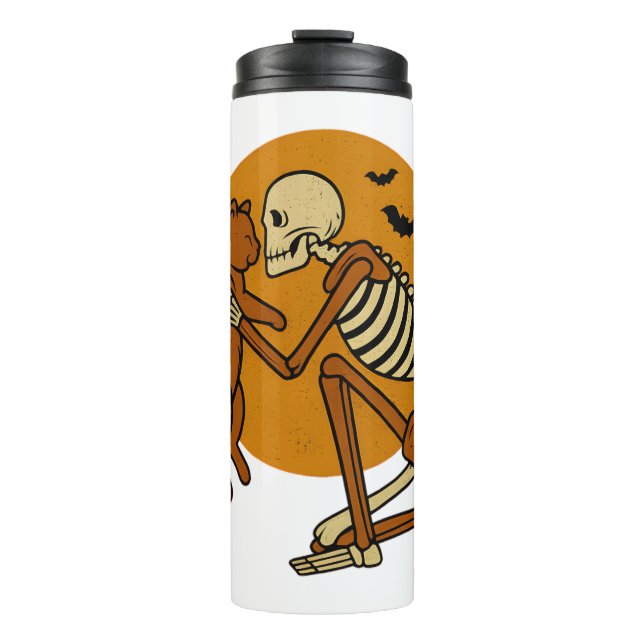 Garrafa Térmica Design de Halloween Gótico Gótico, Abraço de Esque (Frente)