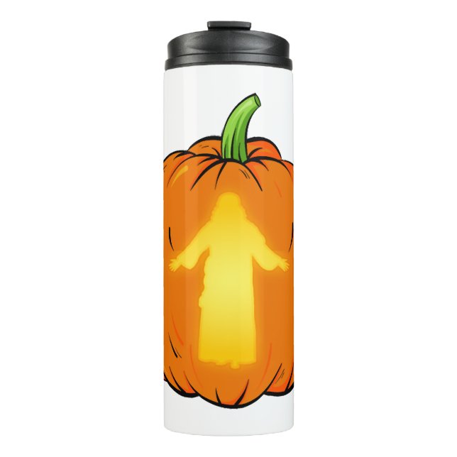 Garrafa Térmica Design de Jesus Halloween com Jesus Pumpkin (Frente)
