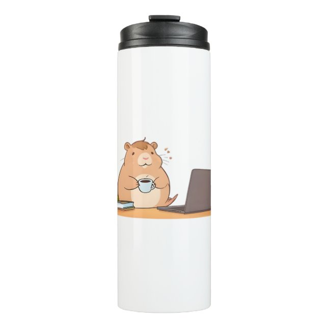 Garrafa Térmica Design de Laptop de Café do Programador Capivara F (Frente)