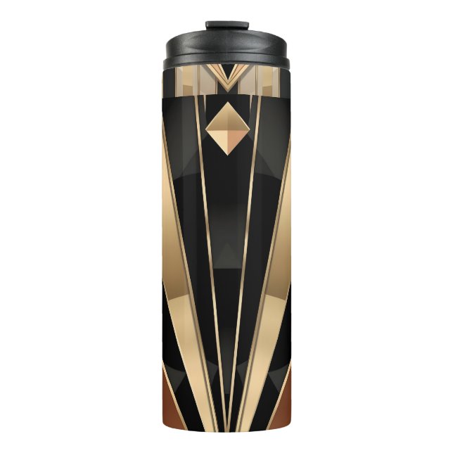 Garrafa Térmica Design de Luxo Geométrico Art Deco Sol Nascente (Frente)