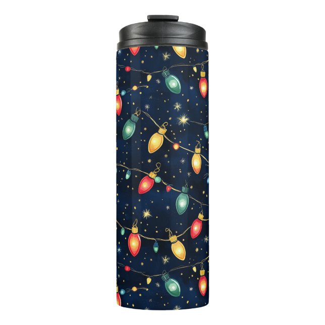 Garrafa Térmica Design de luzes de Natal com brilho brilhante (Frente)