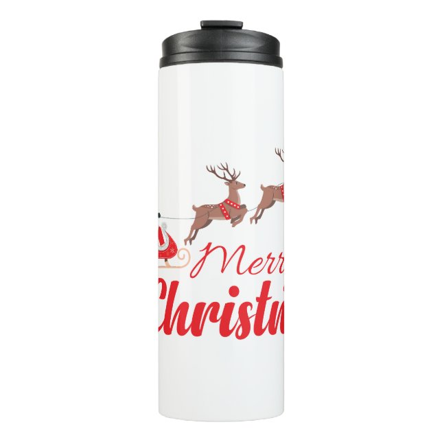 Garrafa Térmica Design de Natal e renas (Frente)