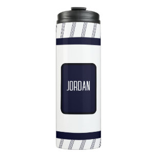 Garrafa Térmica Design de Nome Personalizado com Listra Naval Mini