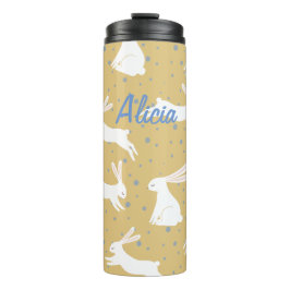 Garrafa Térmica Design de Padrão de Coelho Correto - Personalizáve