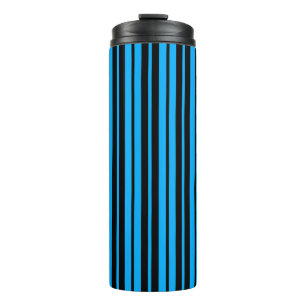 Garrafa Térmica Design de Padrão de Faixa Vertical Preta Azul